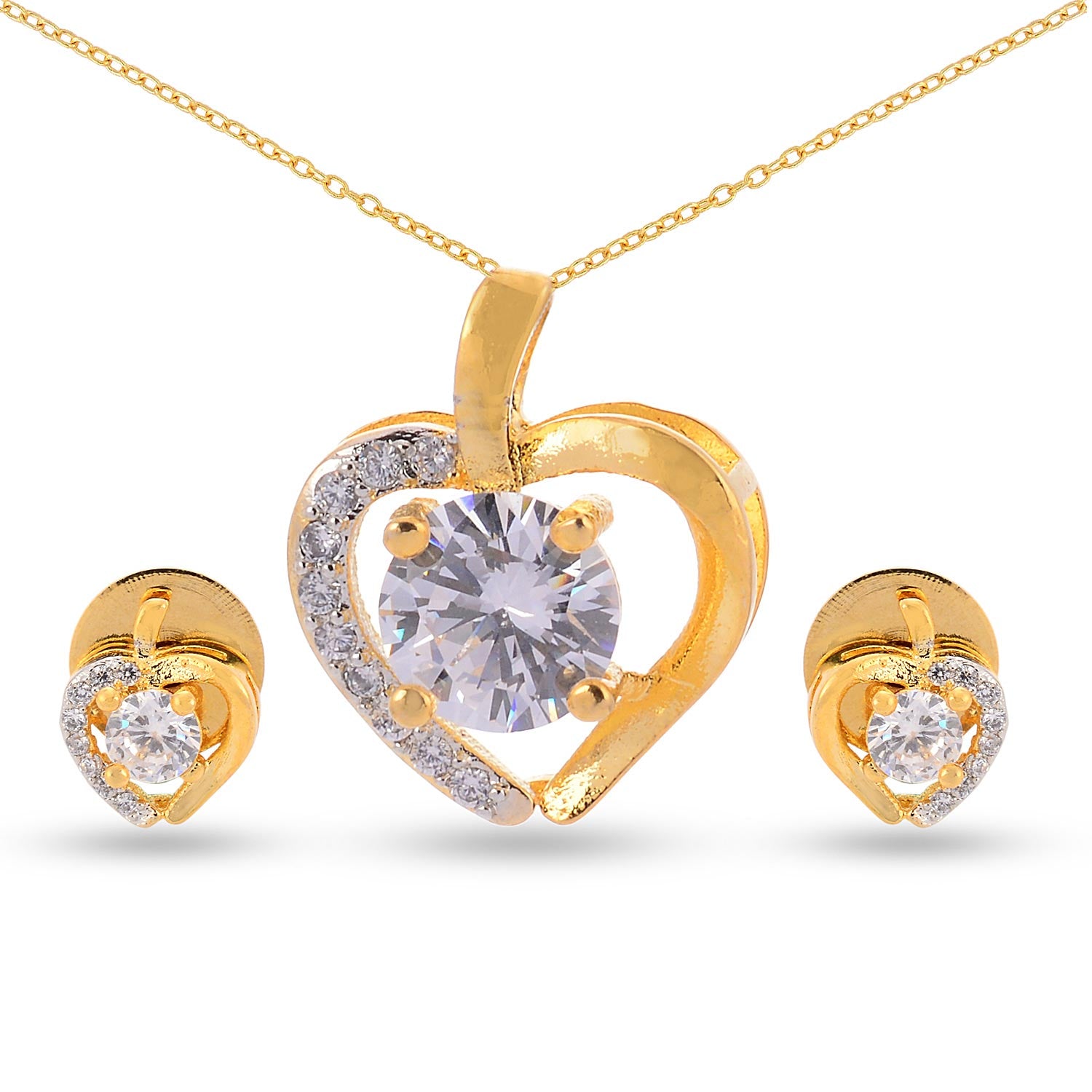 Heart Designer Solitaire Pendant Set