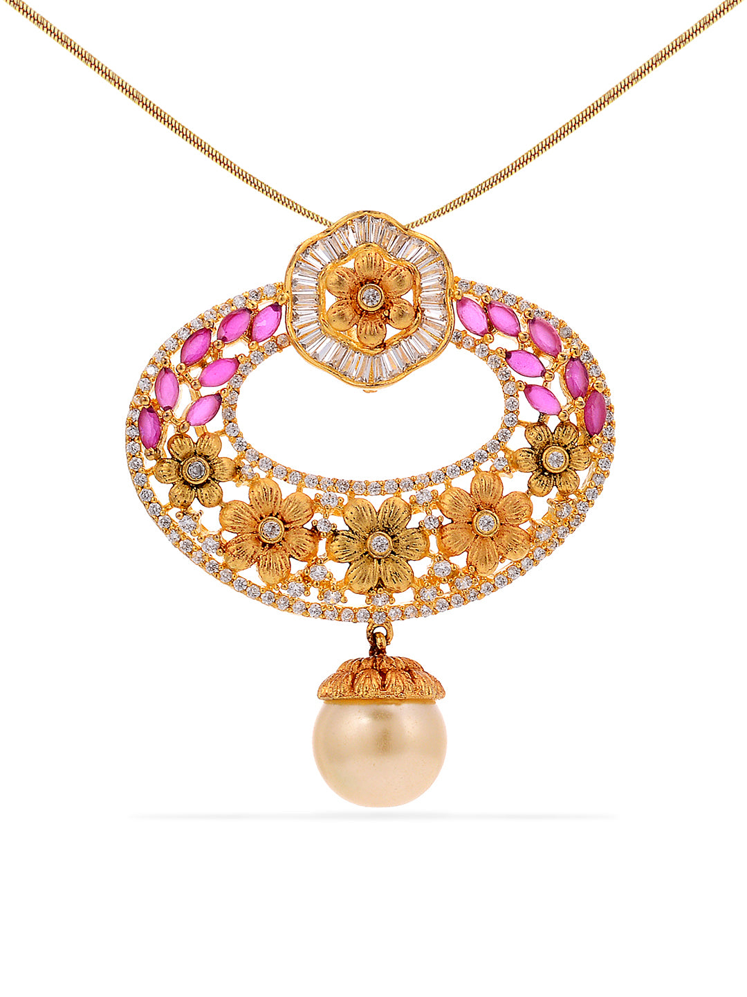 Floral Oxidised Designer Antique Pendant Set