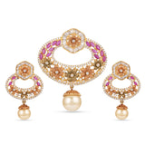 Floral Oxidised Designer Antique Pendant Set