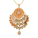 Wedding Wear Designer Beige Stones Floral Antique Pendant Set