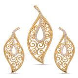 Filigree and American Diamonds Designer Gold Plated Pendant Set