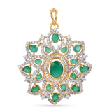 Designer Green Colored Stones American Diamonds Pendant Set