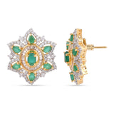 Designer Green Colored Stones American Diamonds Pendant Set