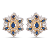 Designer Blue Colored Stones American Diamonds Pendant Set