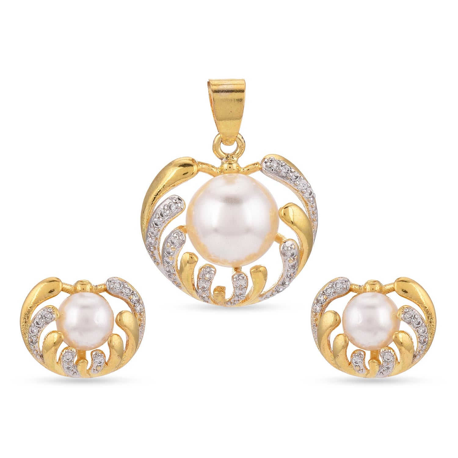Pearl Designer American Diamonds Workwear Pendant Set