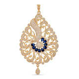 Traditional Gold Plated Colored Stones and Diamonds Pendant Set
