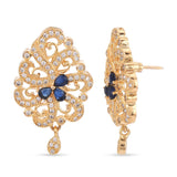 Traditional Gold Plated Colored Stones and Diamonds Pendant Set