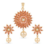 Floral Modern Colored Stone Designer Pendant Set