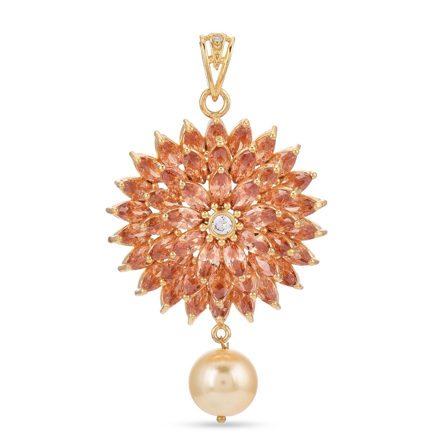 Floral Modern Colored Stone Designer Pendant Set