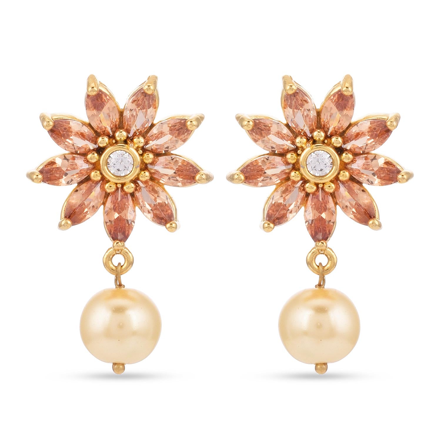 Floral Modern Colored Stone Designer Pendant Set