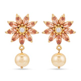 Floral Modern Colored Stone Designer Pendant Set