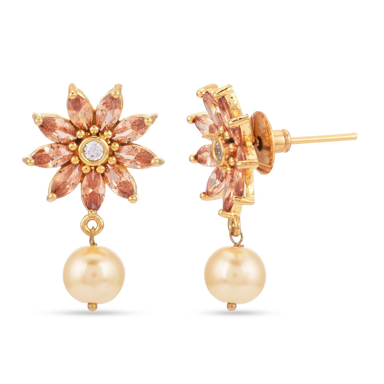 Floral Modern Colored Stone Designer Pendant Set