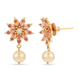 Floral Modern Colored Stone Designer Pendant Set