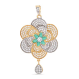 American Diamonds Floral Two Tone Plated Pendant Set