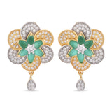 American Diamonds Floral Two Tone Plated Pendant Set