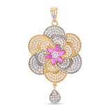 American Diamonds Floral Two Tone Plated Pendant Set