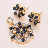 Floral Colored Stones Designer Pendant Set