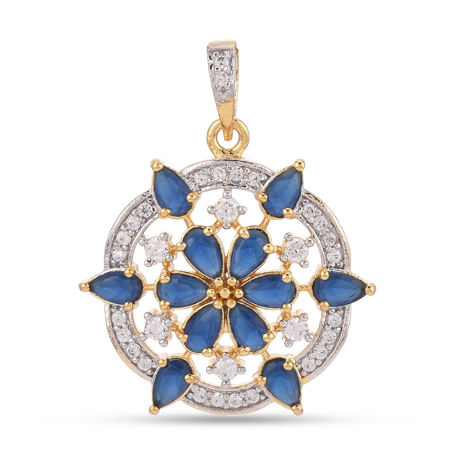 Floral Colored Stones Designer Pendant Set