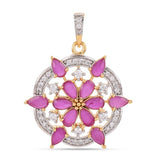 Floral Colored Stones Designer Pendant Set