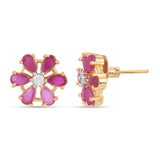 Floral Colored Stones Designer Pendant Set