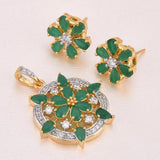 Floral Colored Stones Designer Pendant Set