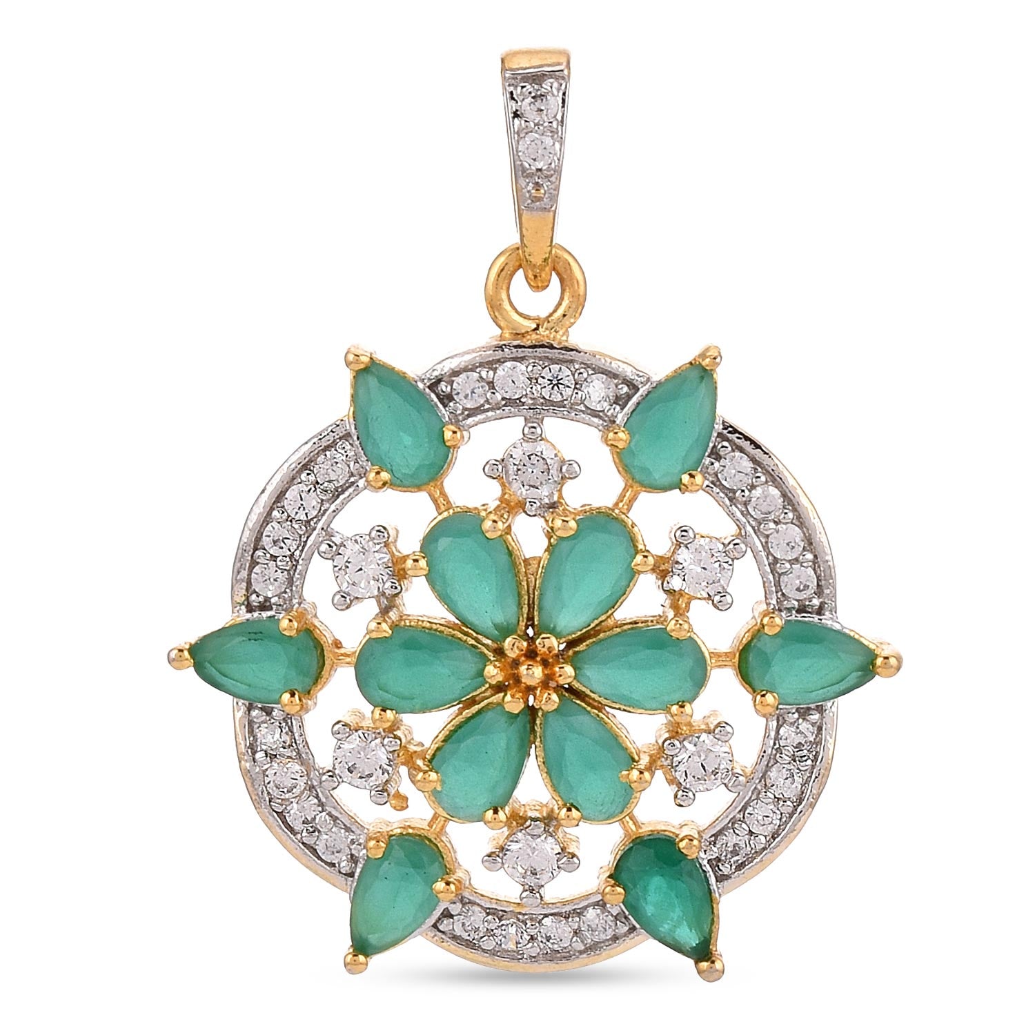 Floral Colored Stones Designer Pendant Set