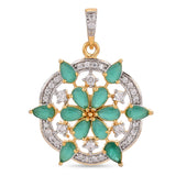 Floral Colored Stones Designer Pendant Set