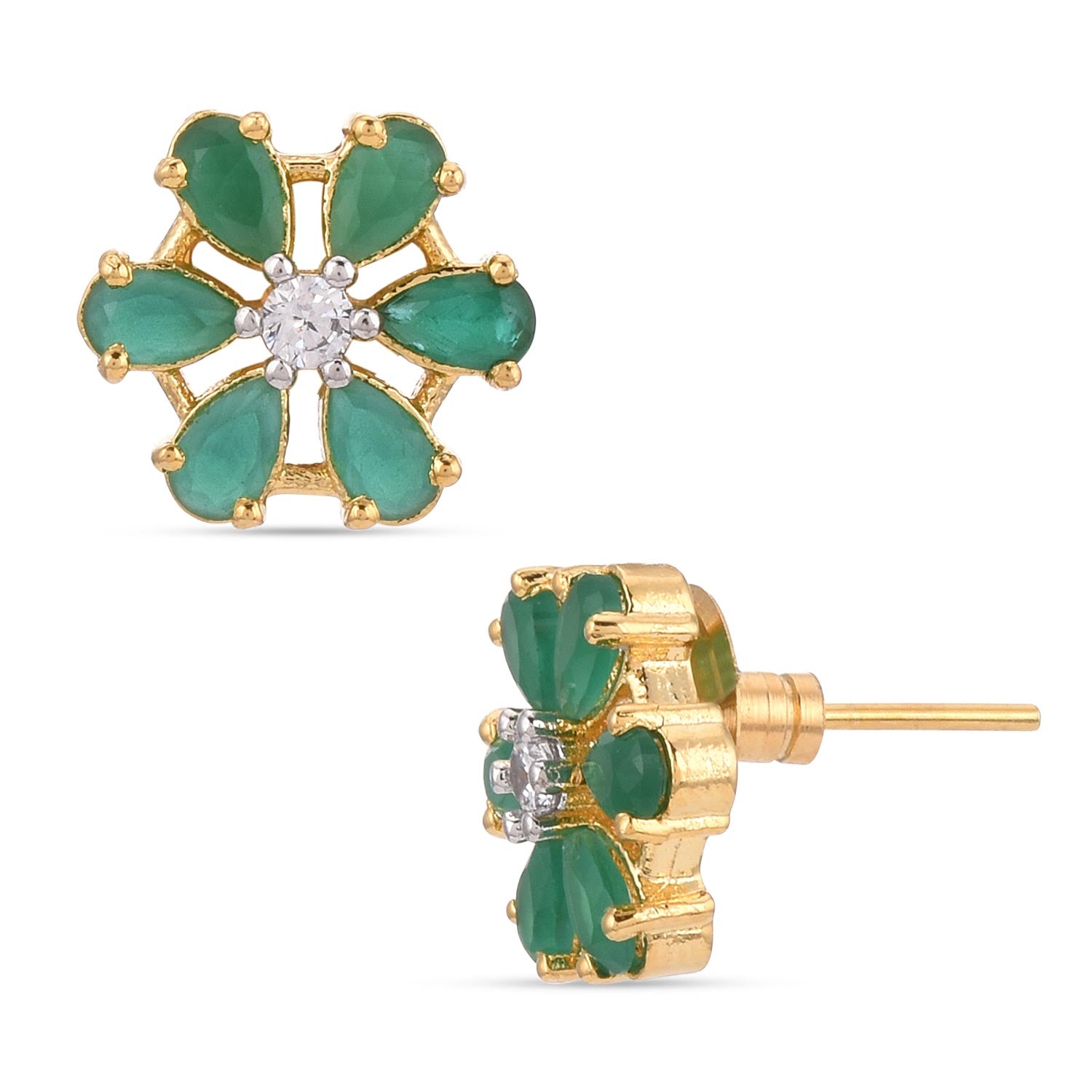 Floral Colored Stones Designer Pendant Set