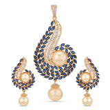 Floral Pearls and Colored Stones Designer Pendant Set