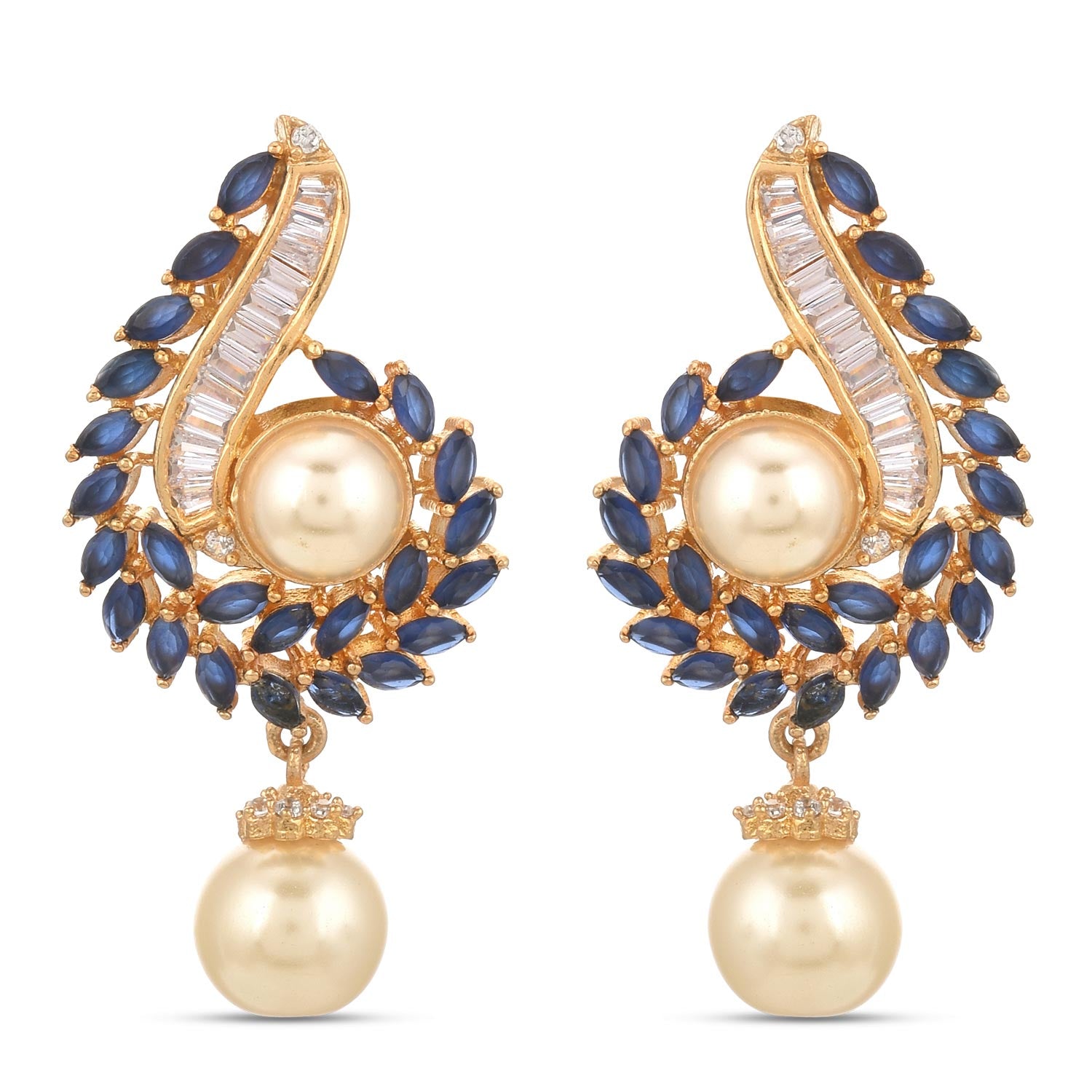 Floral Pearls and Colored Stones Designer Pendant Set