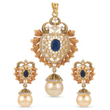 Floral Antique Designer Blue Stones Pendant set