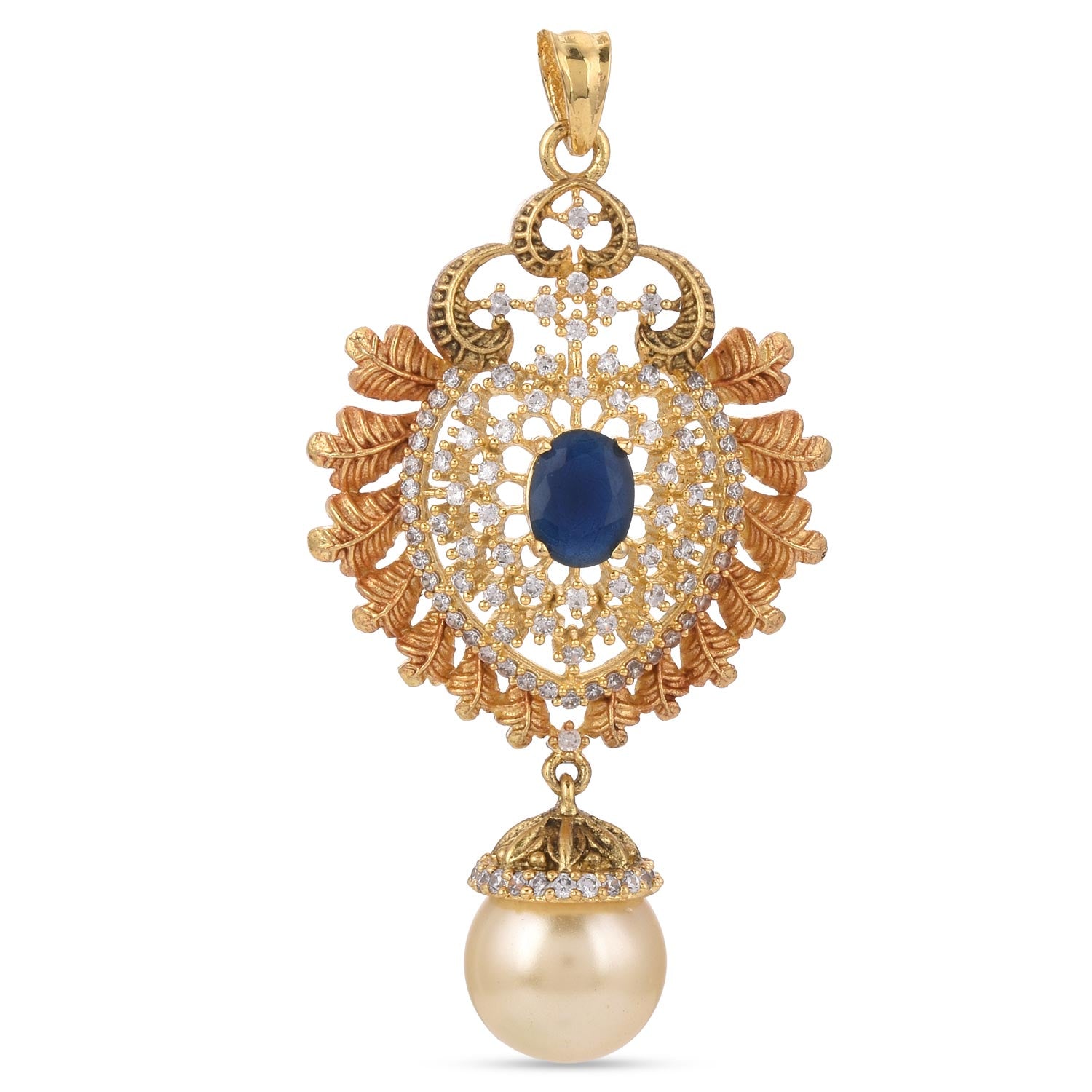 Floral Antique Designer Blue Stones Pendant set