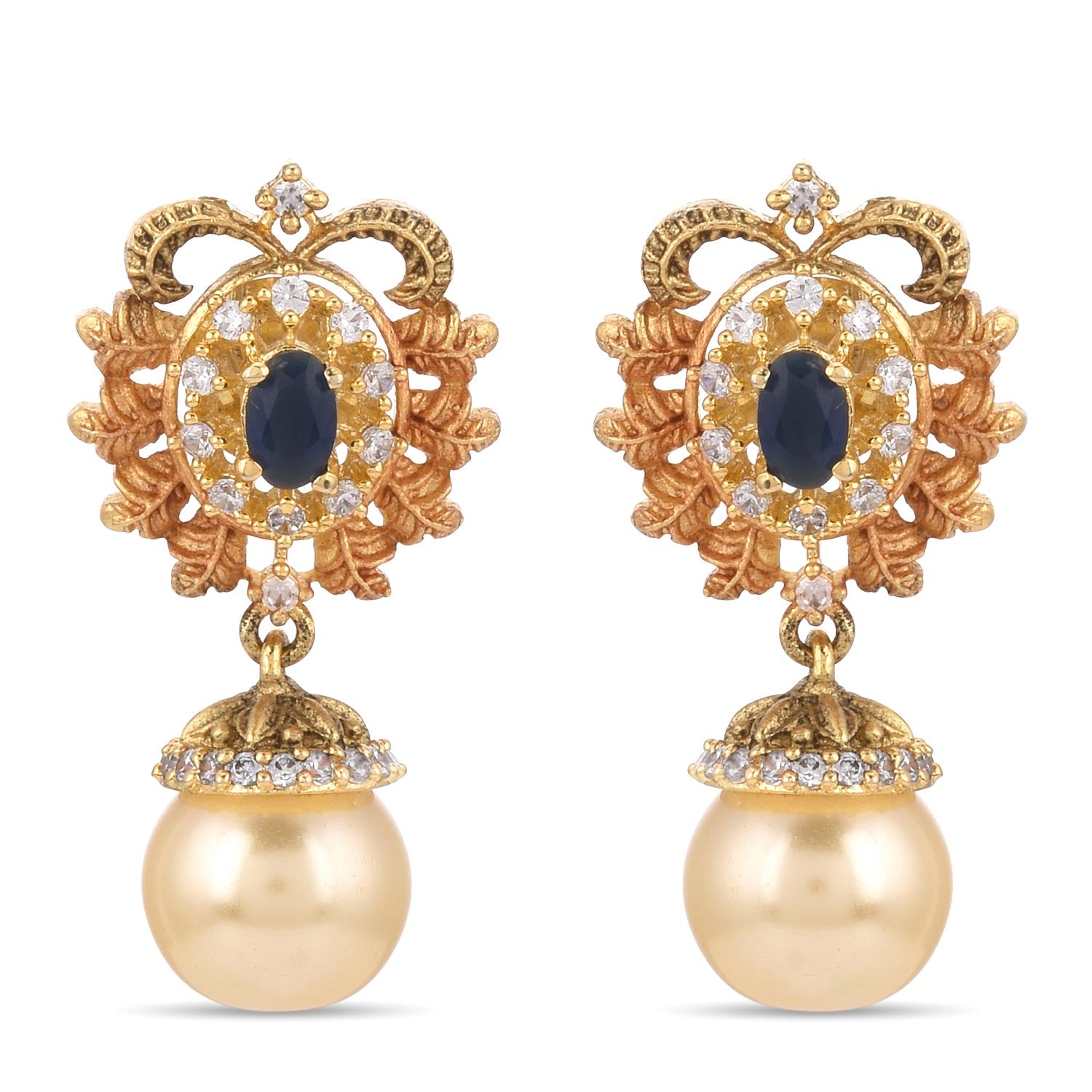 Floral Antique Designer Blue Stones Pendant set