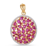 Cluster Red Stones Oval Designer Pendant Set