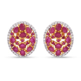 Cluster Red Stones Oval Designer Pendant Set