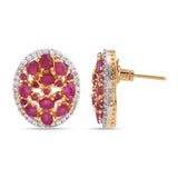 Cluster Red Stones Oval Designer Pendant Set