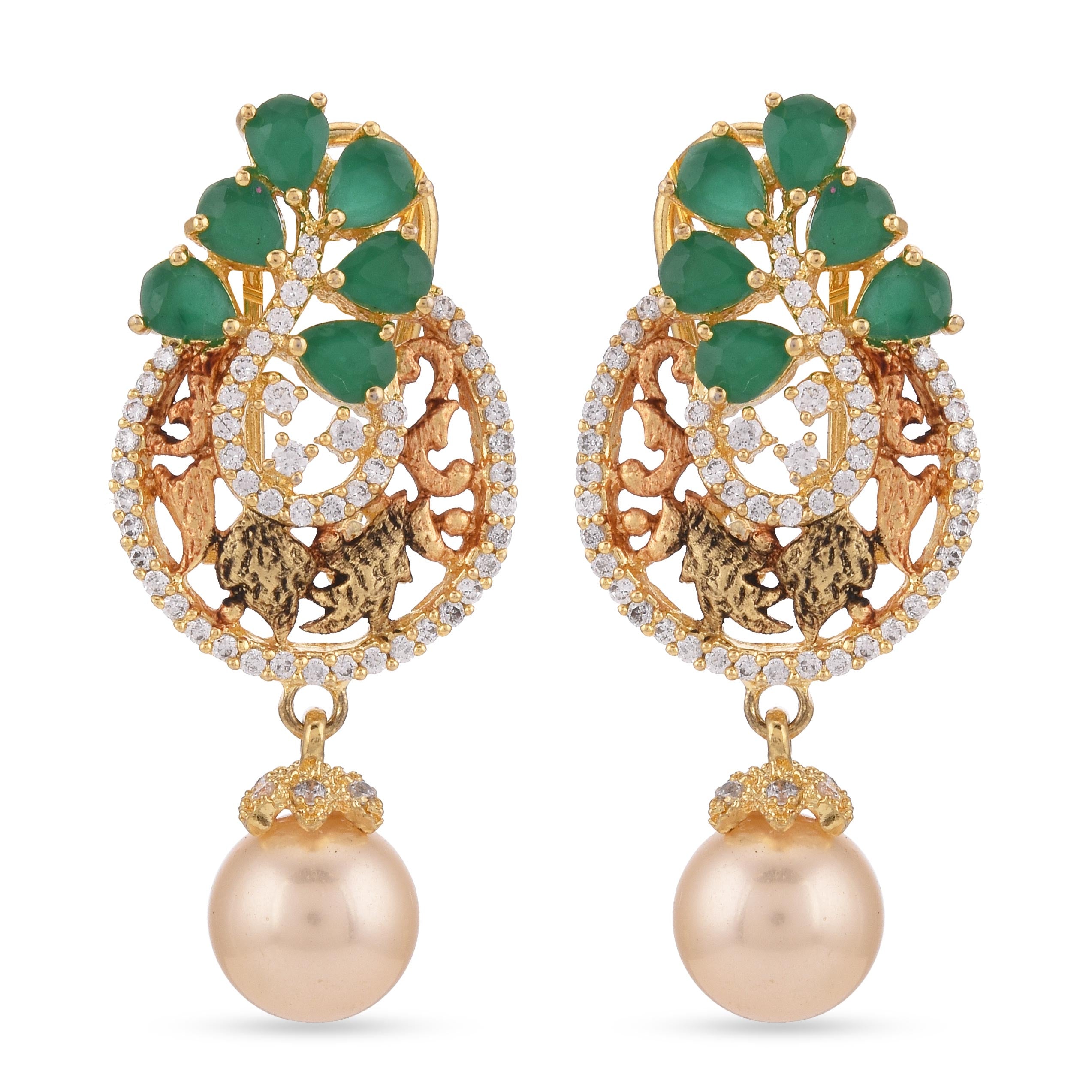 Floral Antique Green Designer Pendant Set