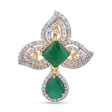 Floral Green Colored Stones Pendant Set