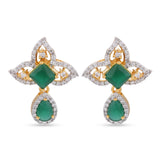 Floral Green Colored Stones Pendant Set