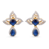 Floral Blue Colored Stones Pendant Set