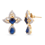 Floral Blue Colored Stones Pendant Set