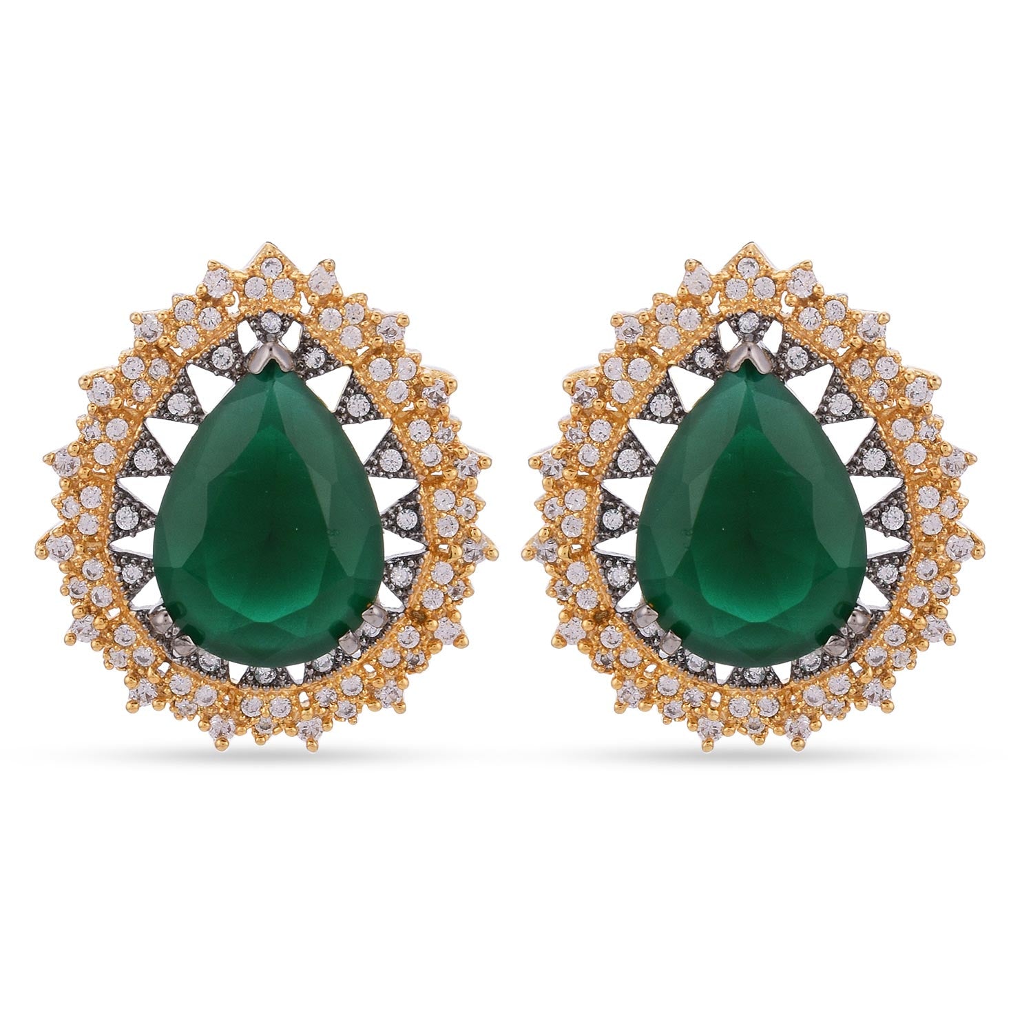 Contemporary Black Beauty Green Stone Designer Pendant Set