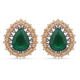 Contemporary Black Beauty Green Stone Designer Pendant Set