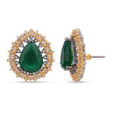 Contemporary Black Beauty Green Stone Designer Pendant Set