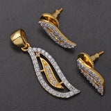 Sleek Wavy Designer Two Tone Plated Pendant Set