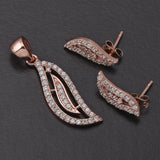 Sleek Wavy Designer Rose Gold Plated Pendant Set