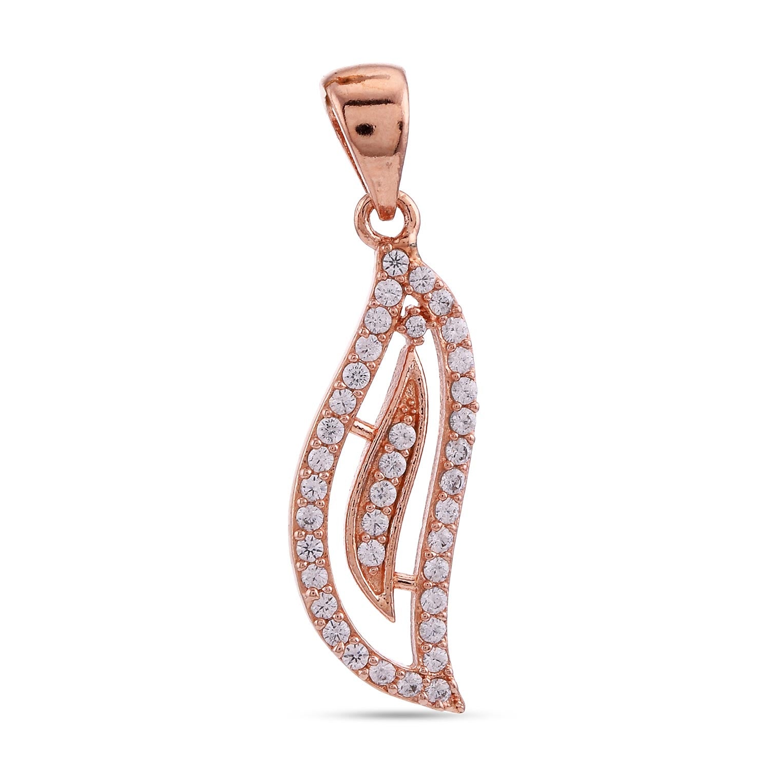 Sleek Wavy Designer Rose Gold Plated Pendant Set