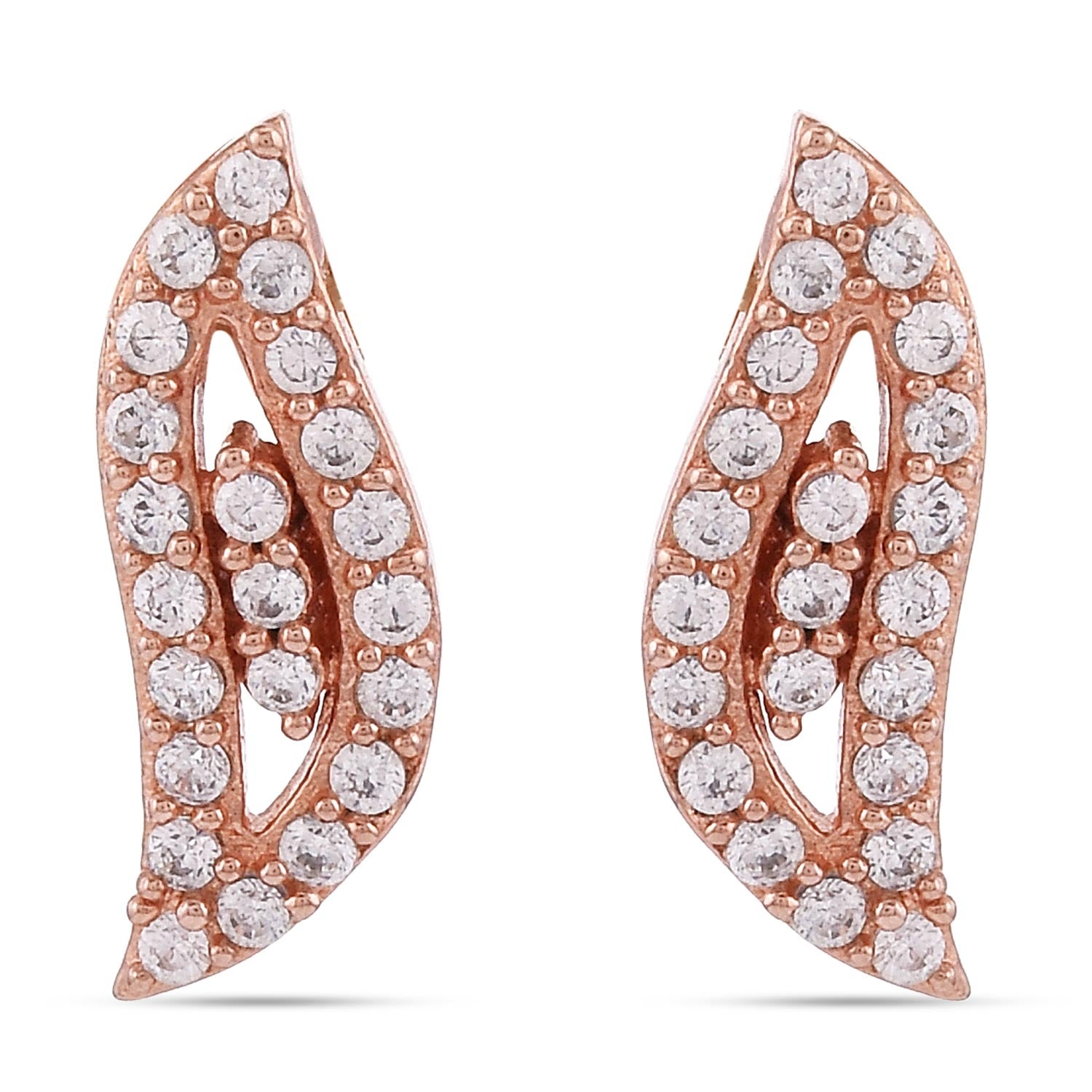 Sleek Wavy Designer Rose Gold Plated Pendant Set