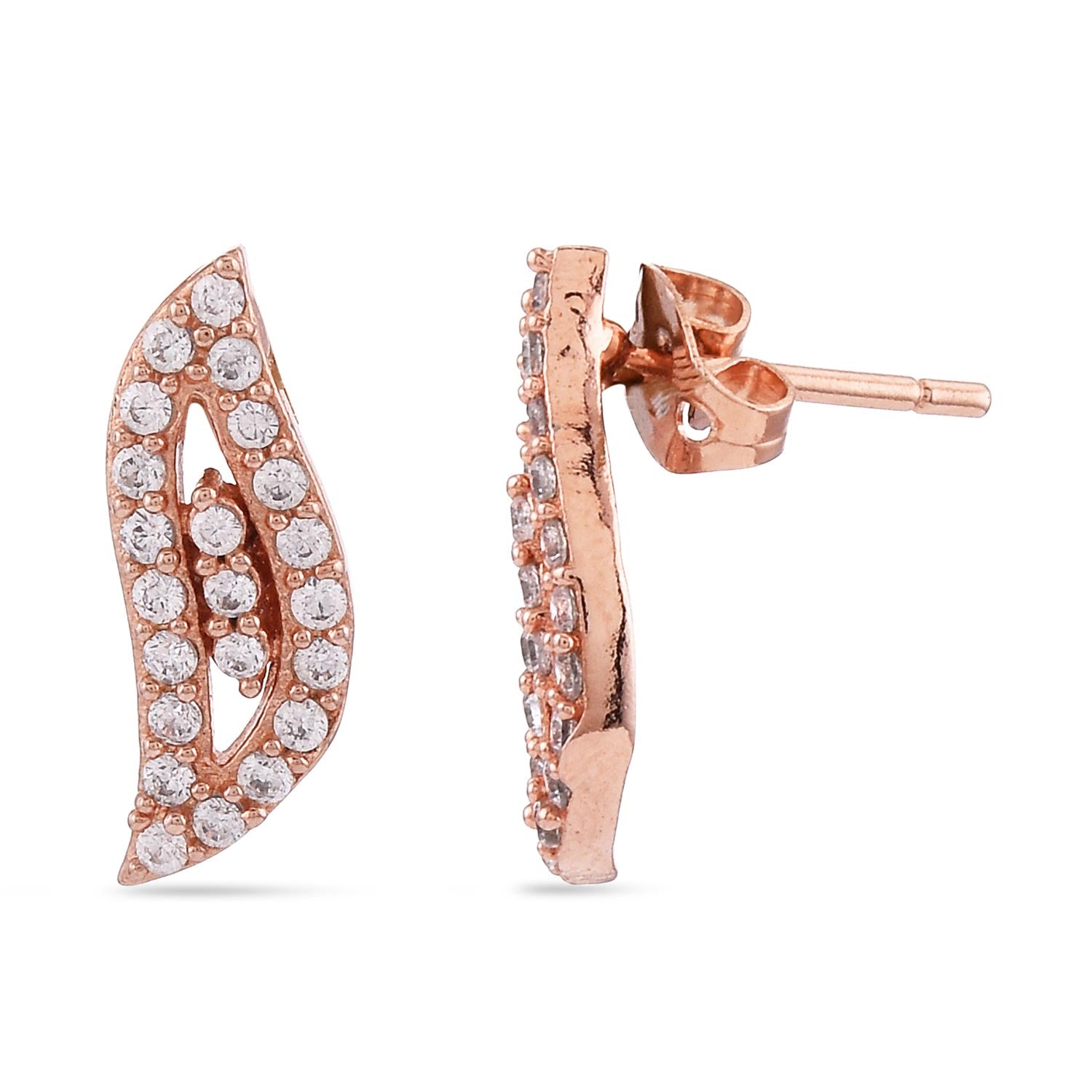 Sleek Wavy Designer Rose Gold Plated Pendant Set