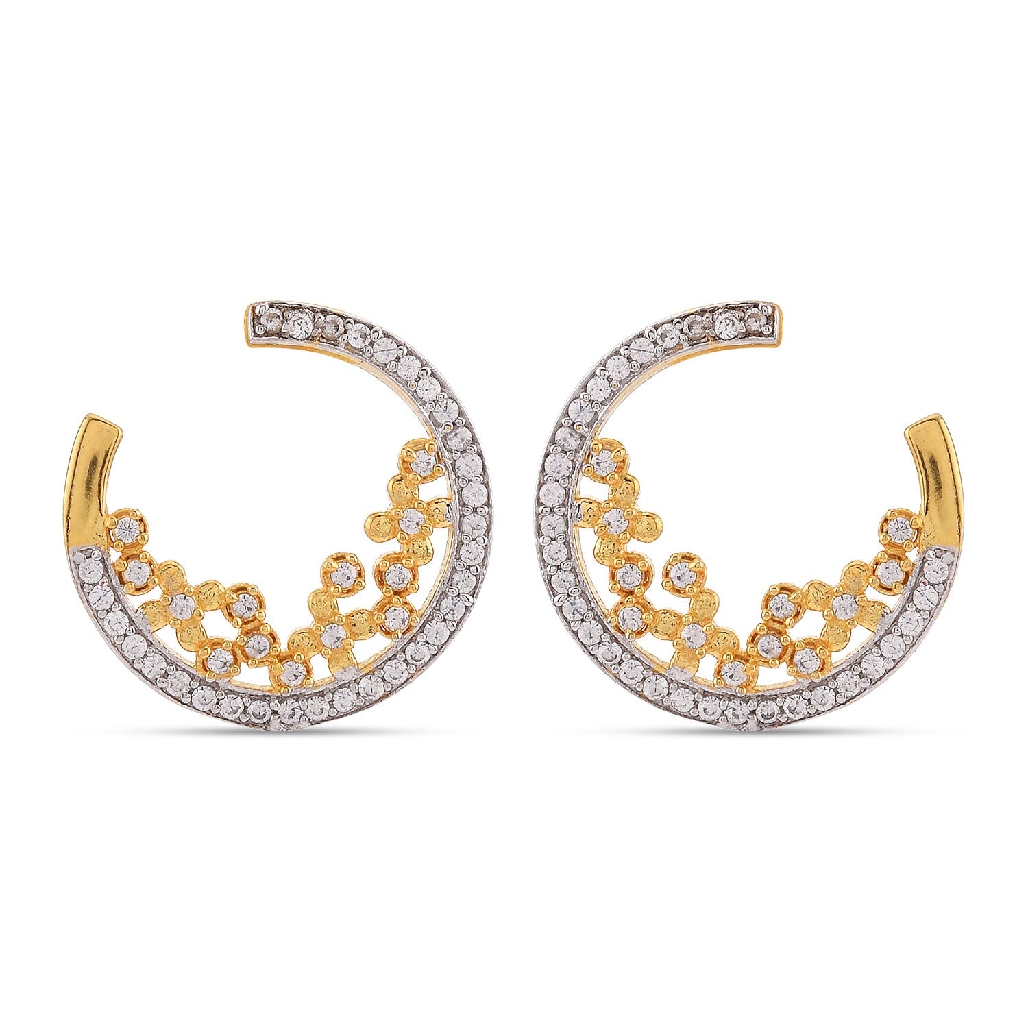 Designer Half Moon Two Tone Gold Plated Pendant Set